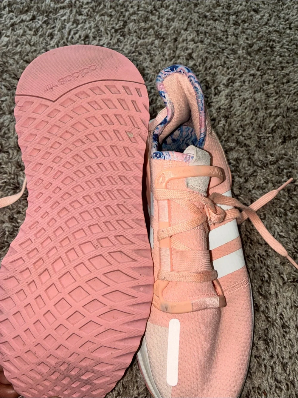 adidas Peach Women’s Running Sneakers with White Stripes